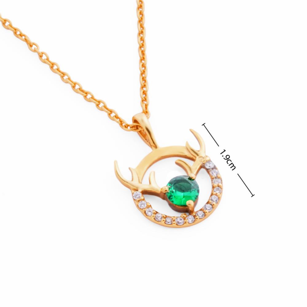 925 Sterling Silver 18K Gold Plated Ethereal Antler Pendant Necklace With Chain