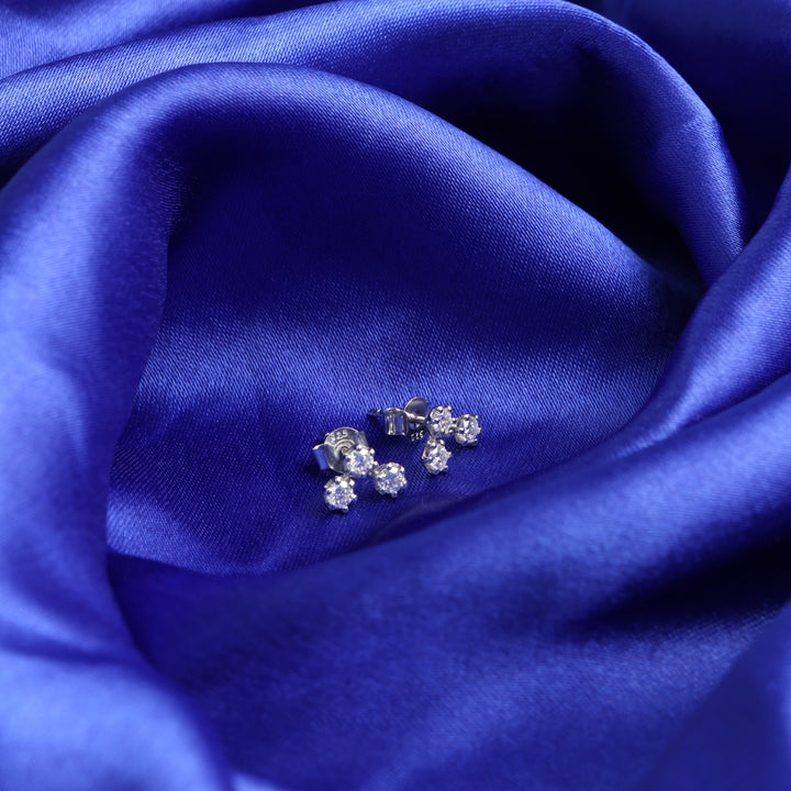 925 Sterling Silver Moissanite Tria Stud Earrings for Women