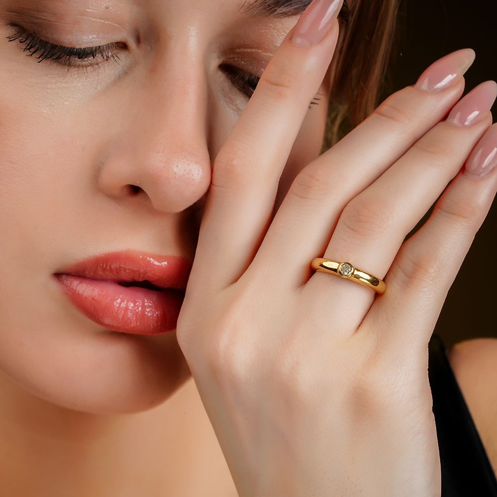 925 Sterling Silver 18K Gold Plated Majestic Gold  Ring Band