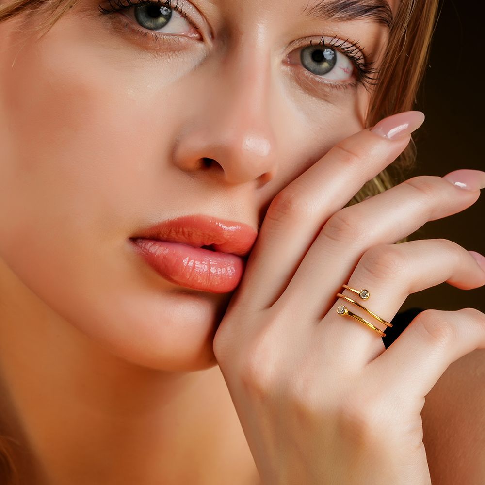 925 Sterling Silver 18K Gold Plated Regal Spiral Ring