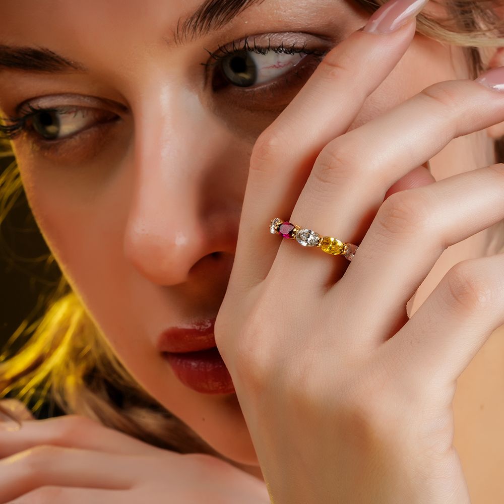 925 Sterling Silver 18K Gold Plated Trinity Glow Ring