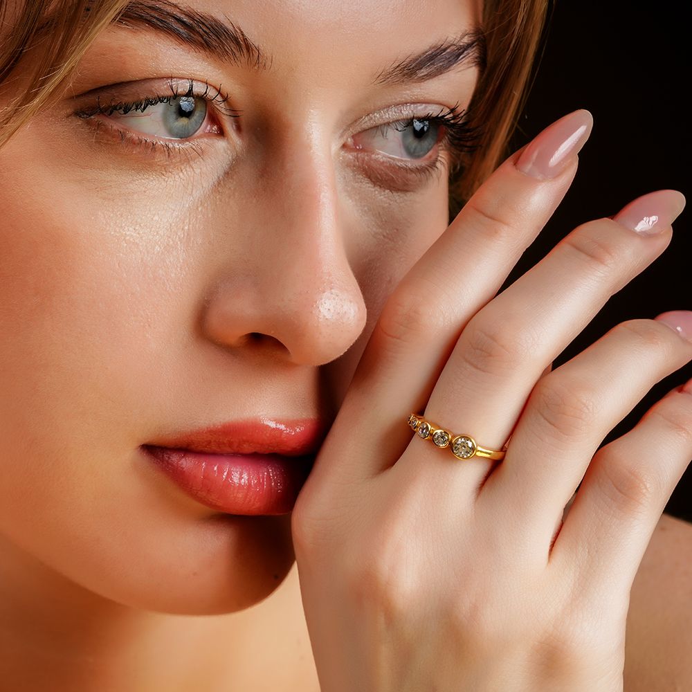 925 Sterling Silver 18K Gold Plated Cascade Glow Ring