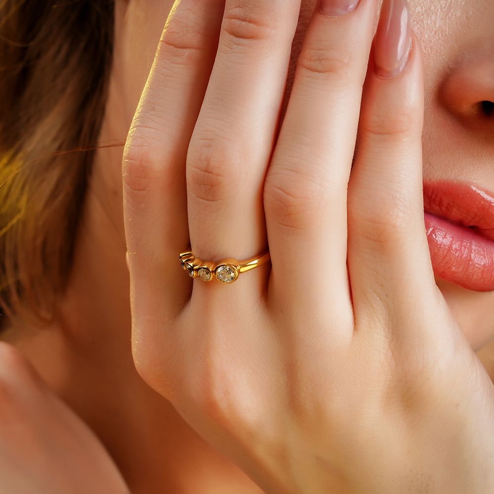 925 Sterling Silver 18K Gold Plated Cascade Glow Ring