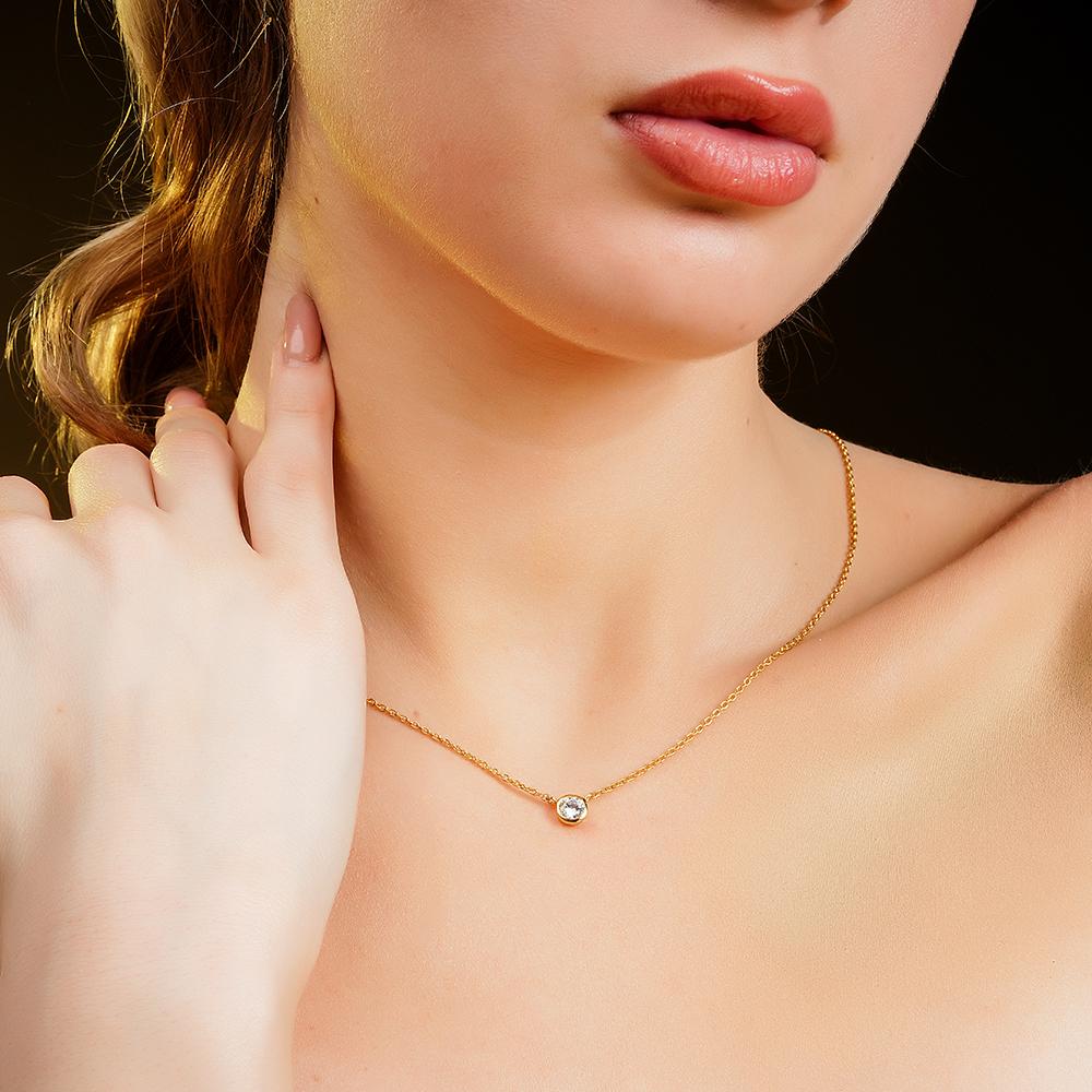 925 SIlver 18K Gold Plated Lumi Circle Pendant Necklace With Chain