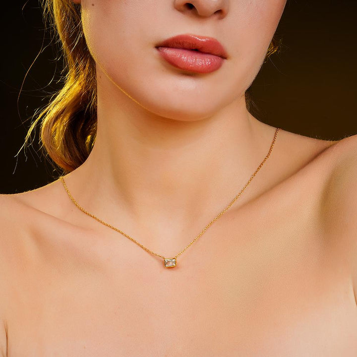 925 Sterling SIlver 18K Gold Plated Lustre Octa Pendant Necklace With Chain