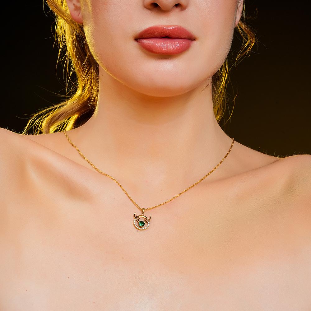 925 Sterling Silver 18K Gold Plated Ethereal Antler Pendant Necklace With Chain