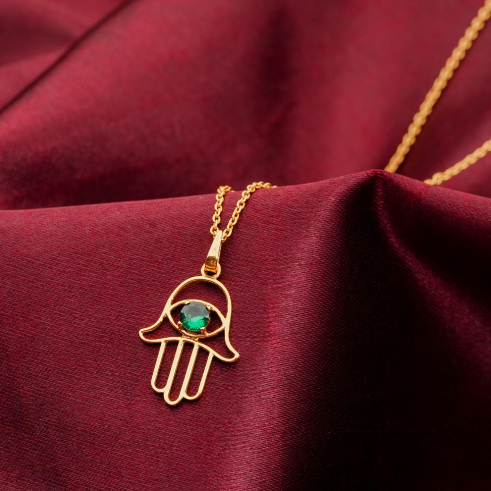 925 Sterling Silver 18K Gold Plated Guardian’s Gaze Pendant Necklace With Chain