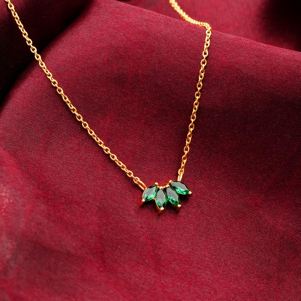 925 Sterling Silver Gold plated Verdant Bloom Pendant Necklace With Chain