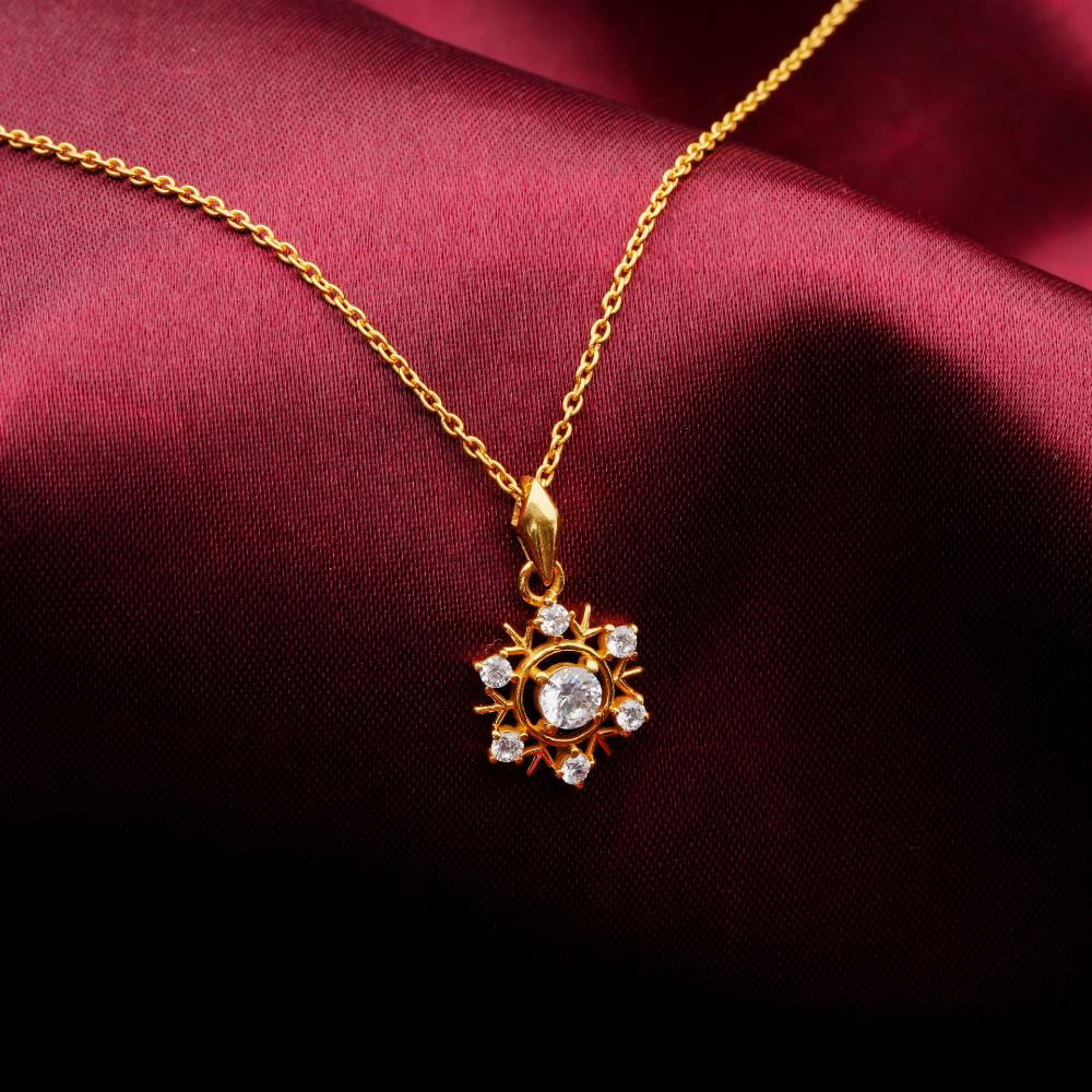 925 Sterling Silver 18K Gold Plated Blossom Glow Pendant Necklace With Chain