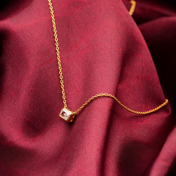 925 Sterling SIlver 18K Gold Plated Lustre Octa Pendant Necklace With Chain