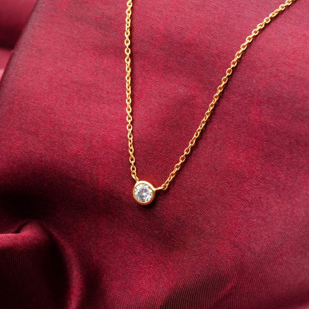 925 SIlver 18K Gold Plated Lumi Circle Pendant Necklace With Chain