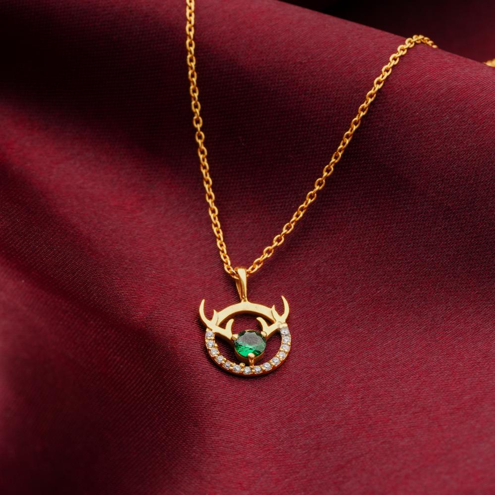 925 Sterling Silver 18K Gold Plated Ethereal Antler Pendant Necklace With Chain