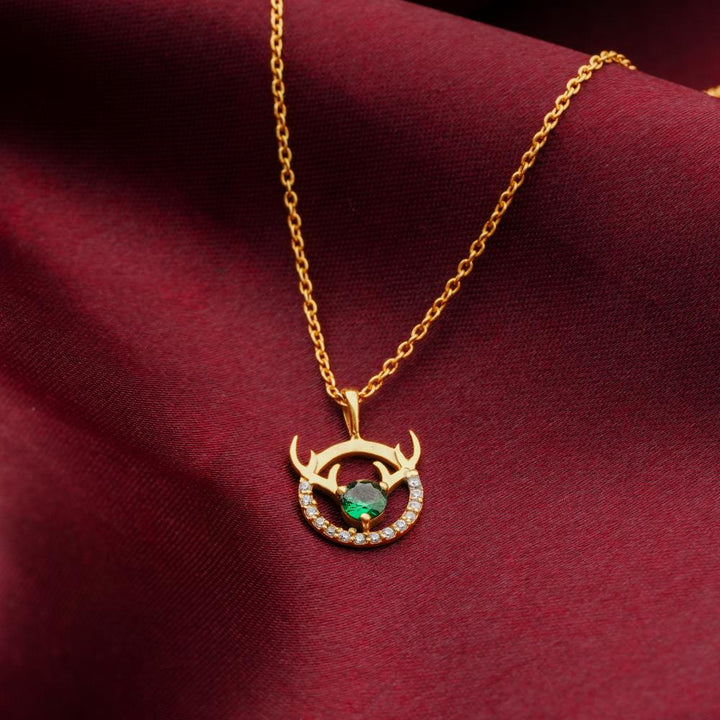 925 Sterling Silver 18K Gold Plated Ethereal Antler Pendant Necklace With Chain