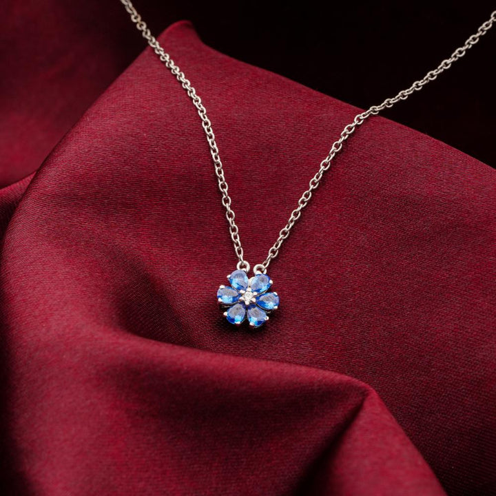 925 Sterling Silver Twilight Blossom Rhodium-Plated Pendant Necklace With Chain