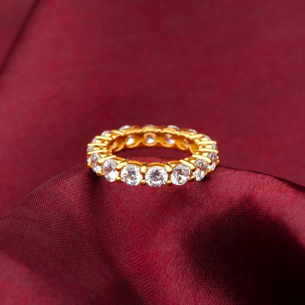 925 Sterling Silver 18K Gold Plated Crown Ring Band