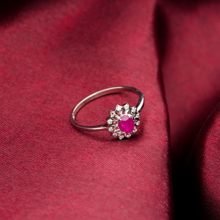 925 Sterling Silver Natural Ruby Rhodium-Plated Roselle Ring