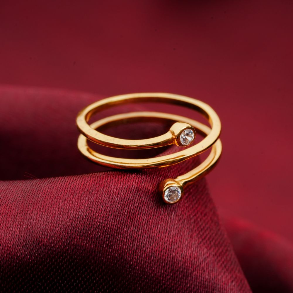 指輪・リング DOODLE RNG(4mm) SILVER925(18K GOLD PLATED) Zig Zag Stax Ring in 18K Yellow Gold with Diamonds, 2mm