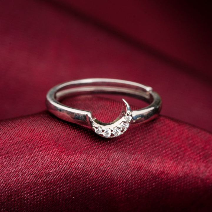 925 Sterling Silver Rhodium-Plated Ethereal Moon Ring
