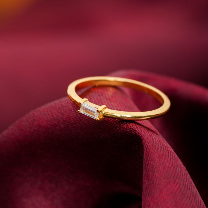 925 Sterling Silver 18K Gold Plated Baguette Ring