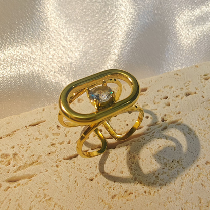 Vintage emerald ring  -  18K Gold Plated/ Anti Tarnish -Waterproof