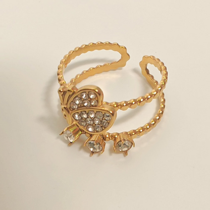 Zircona Butterfly ring - 18K Gold Plated/ Anti Tarnish -Waterproof