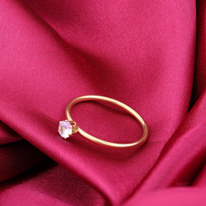 Solitaire ring -18K Gold Plated/ Anti Tarnish -Waterproof