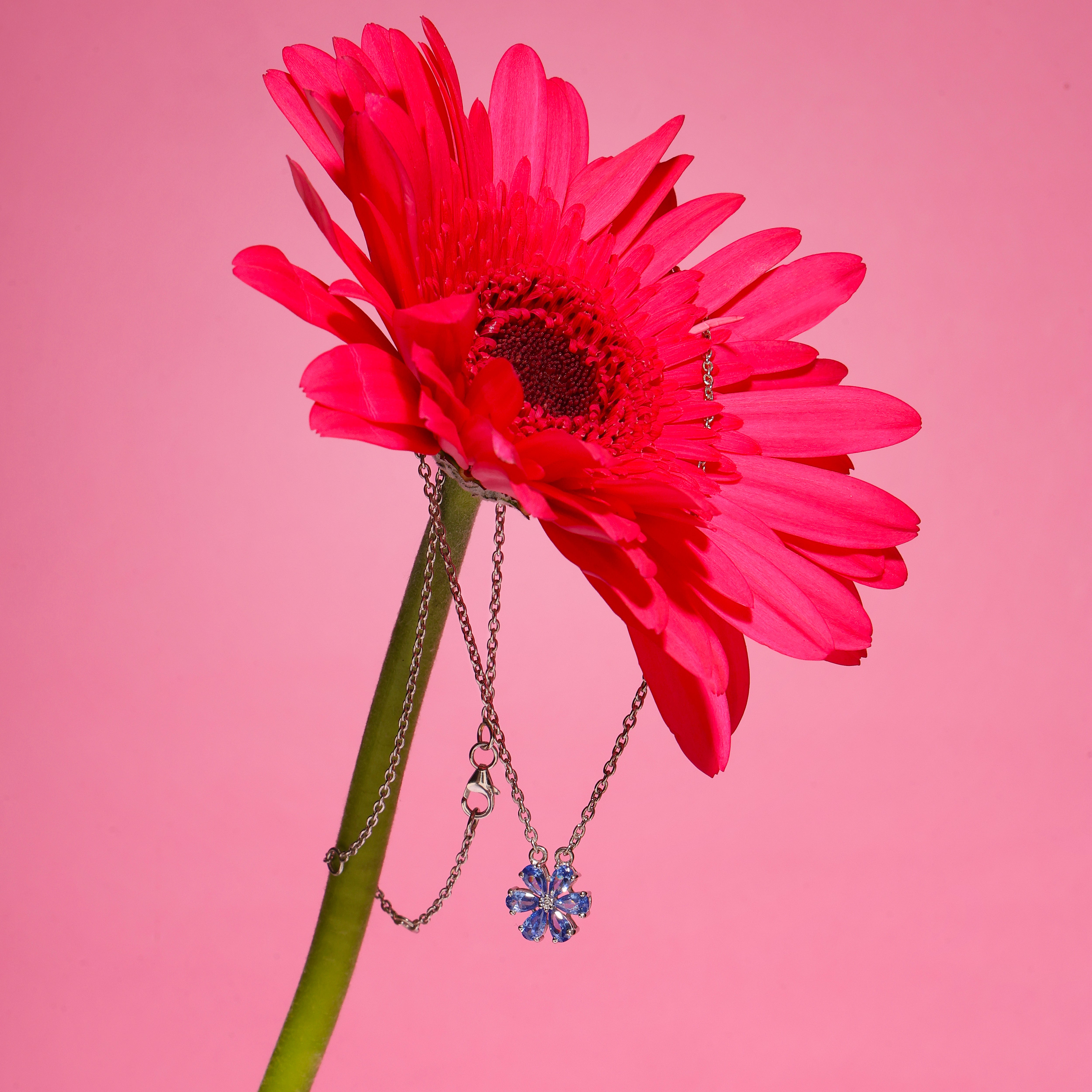 925 Sterling Silver Twilight Blossom Rhodium-Plated Pendant Necklace With Chain