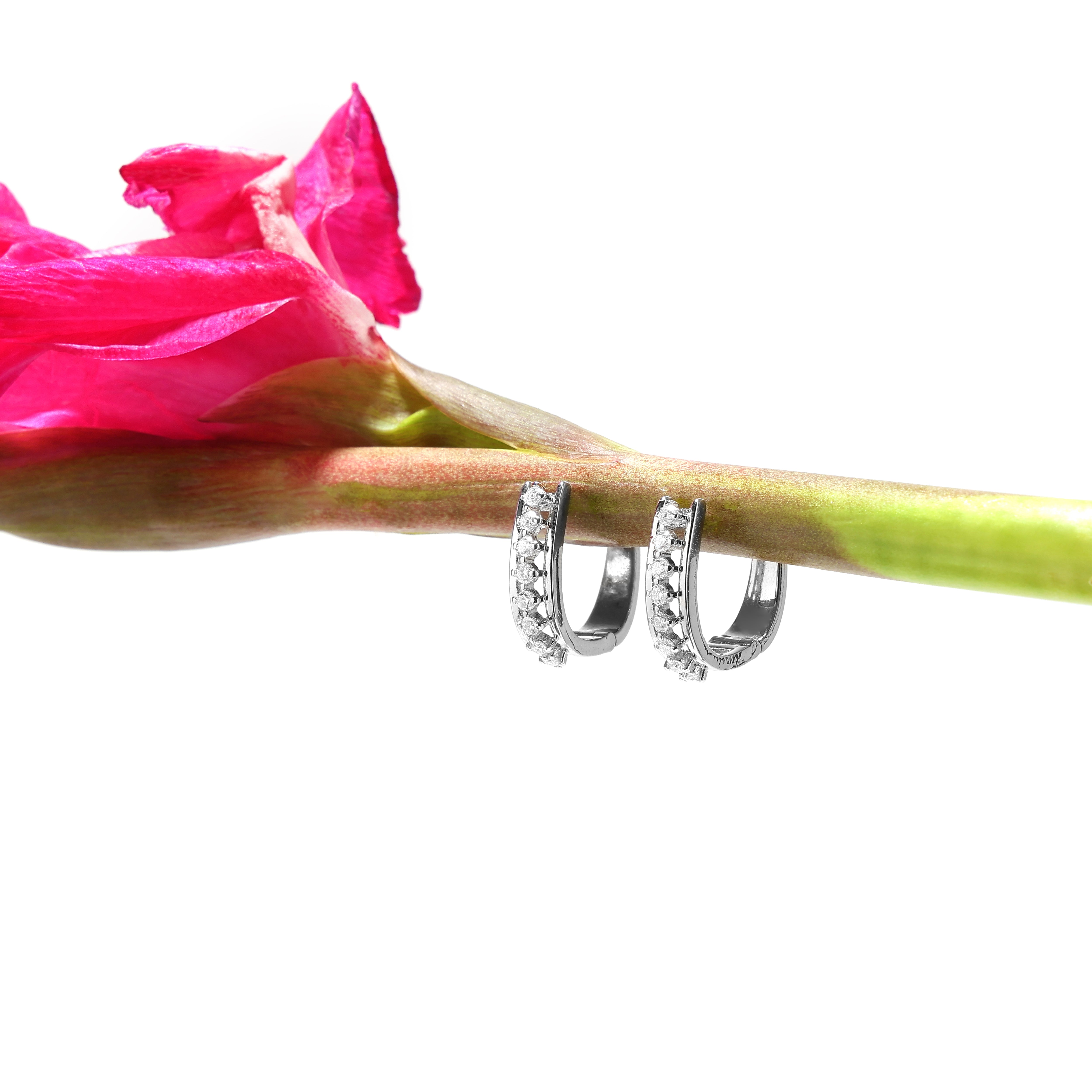 925 Sterling Silver Moissanite Diamond Rhodium-Plated Celestra Magic  Earrings