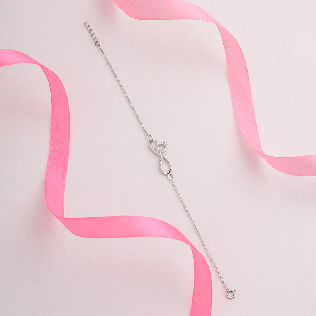 925 Silver Moissanite Diamond Infinity Heart Bracelet