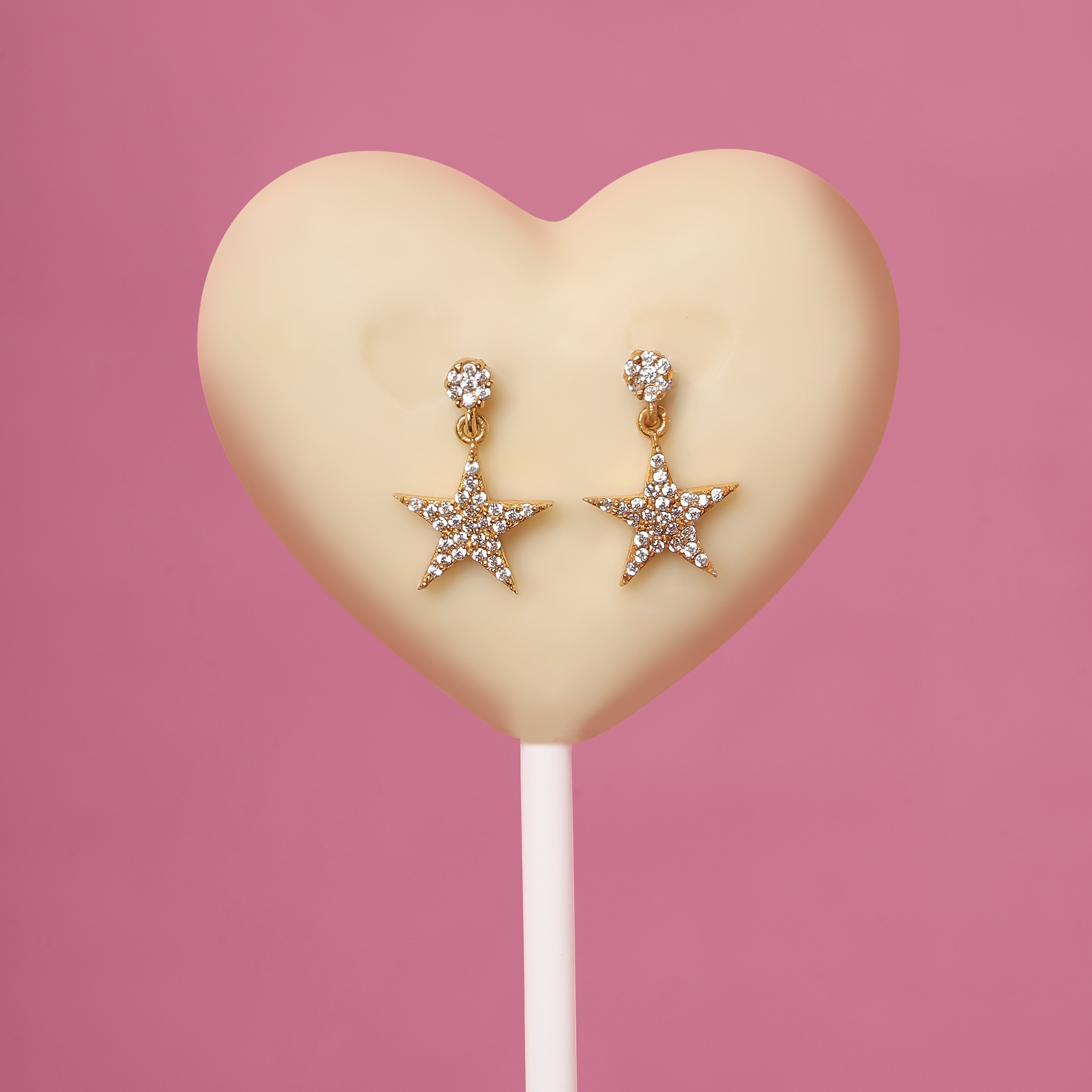 925 Sterling Silver 18K Gold Plated Starlit Drop Earrings – Soraya