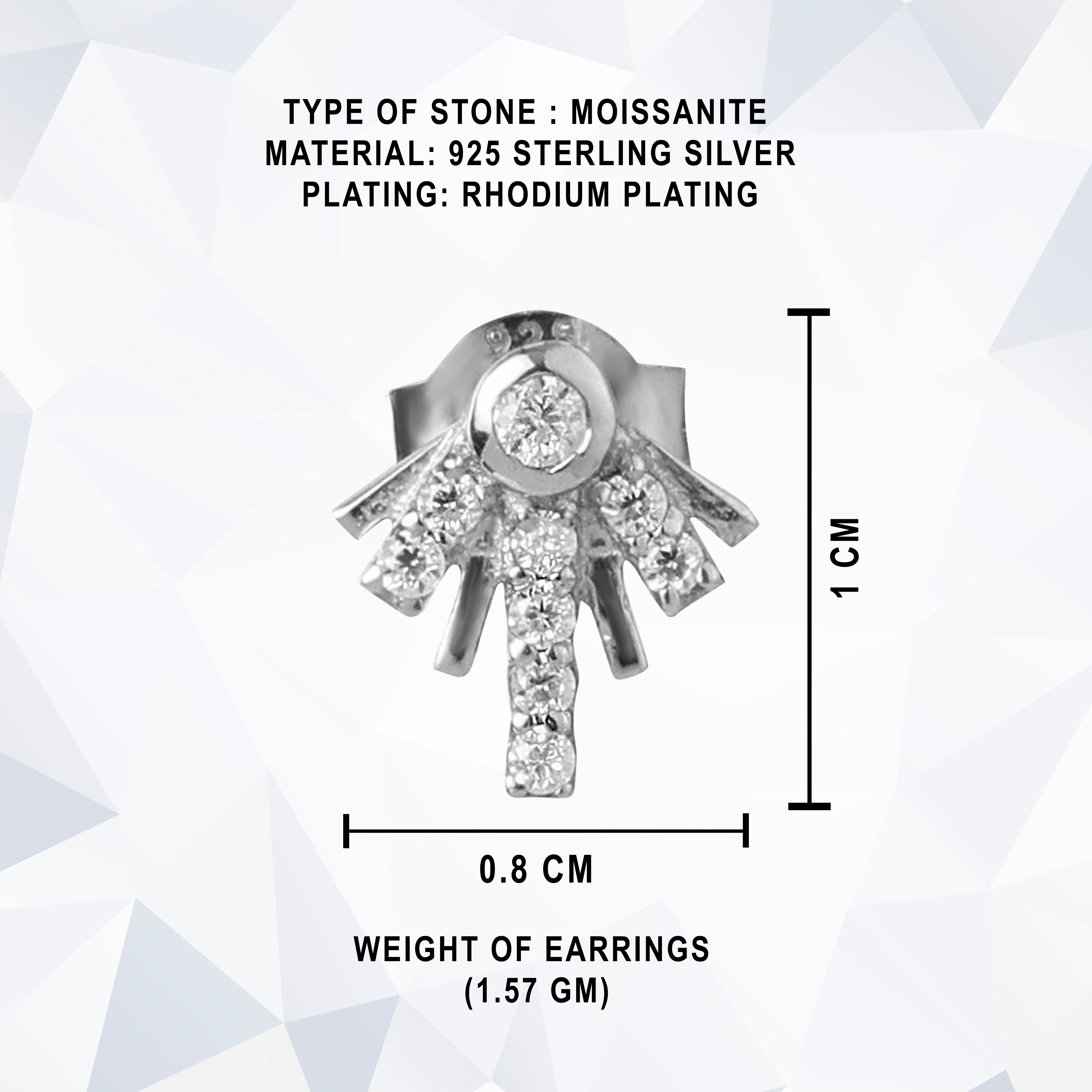 925 Silver Moissanite Raya stud Earrings for women