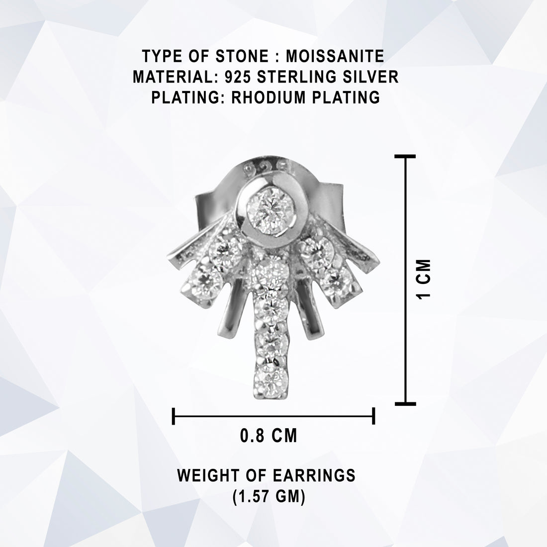 925 Silver Moissanite Raya stud Earrings for women