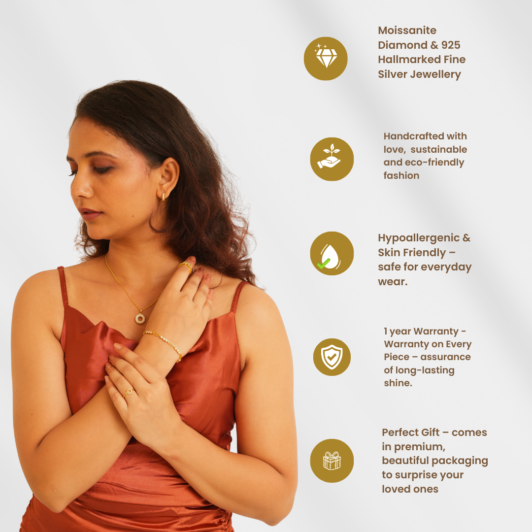 925 Sterling Silver 18K Gold Plated Baguette Ring