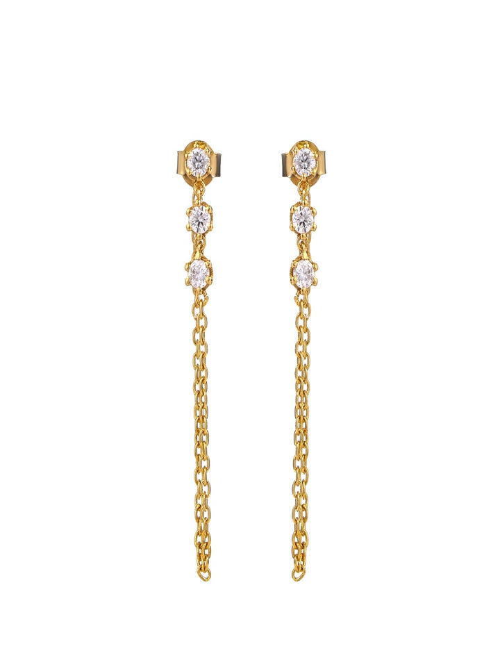 Sterling Silver 18K Gold Plated Moissanite Noor Chain Drop Earrings For Women