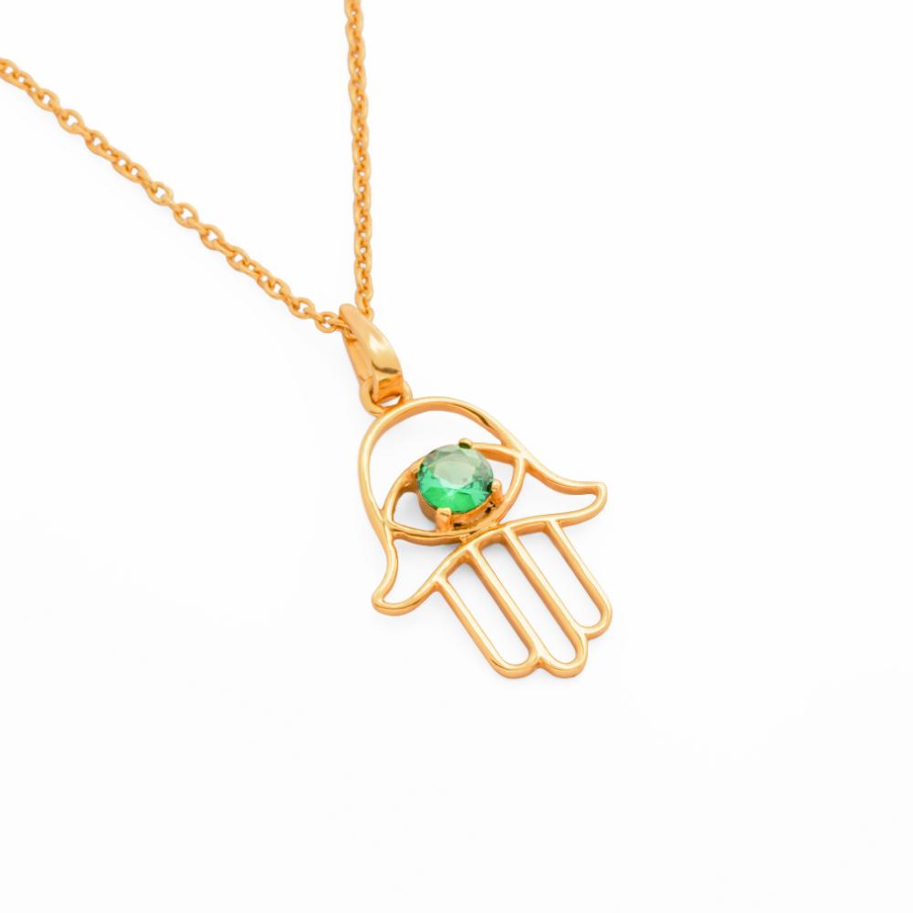 925 Sterling Silver 18K Gold Plated Guardian’s Gaze Pendant Necklace With Chain