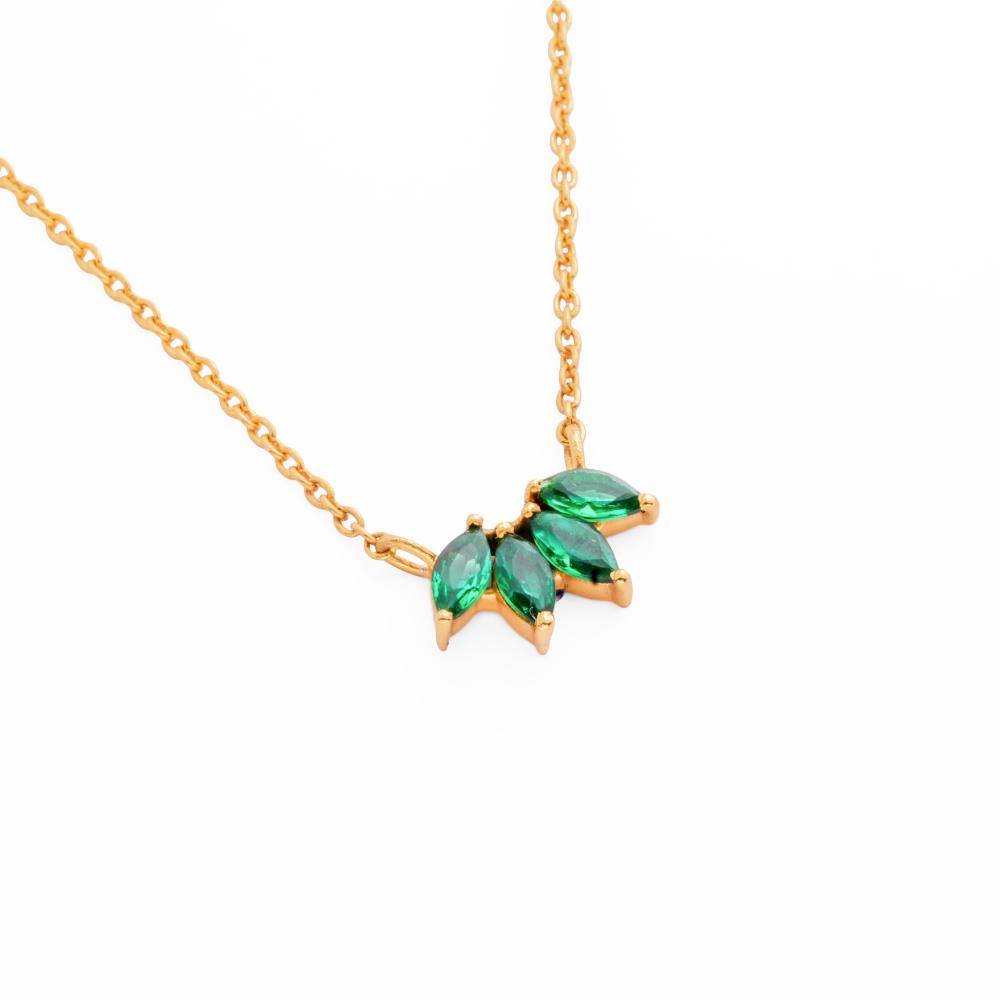 925 Sterling Silver Gold plated Verdant Bloom Pendant Necklace With Chain