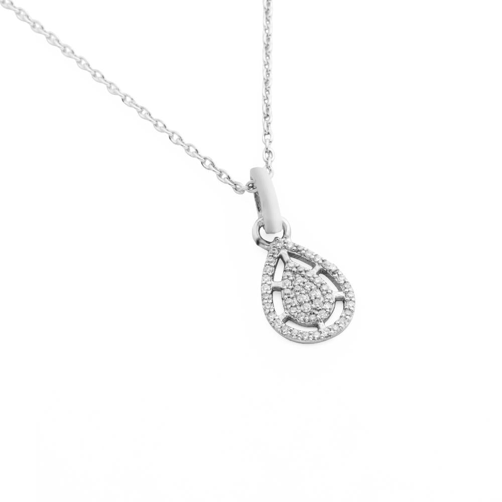 925 Sterling Silver Moissanite Diamond Raindrop Rhodium-Plated Pendant Necklace With Chain