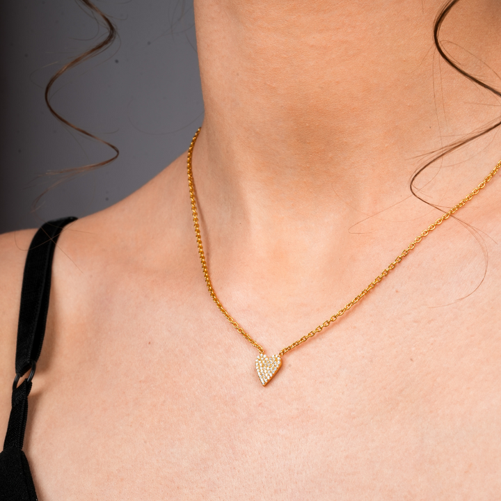 925 Sterling Silver 18K Gold Plated Eternal Heart Pendant Necklace With Chain