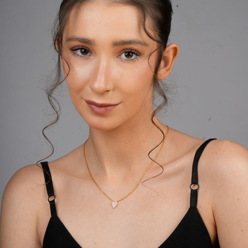 925 Sterling Silver 18K Gold Plated Eternal Heart Pendant Necklace With Chain