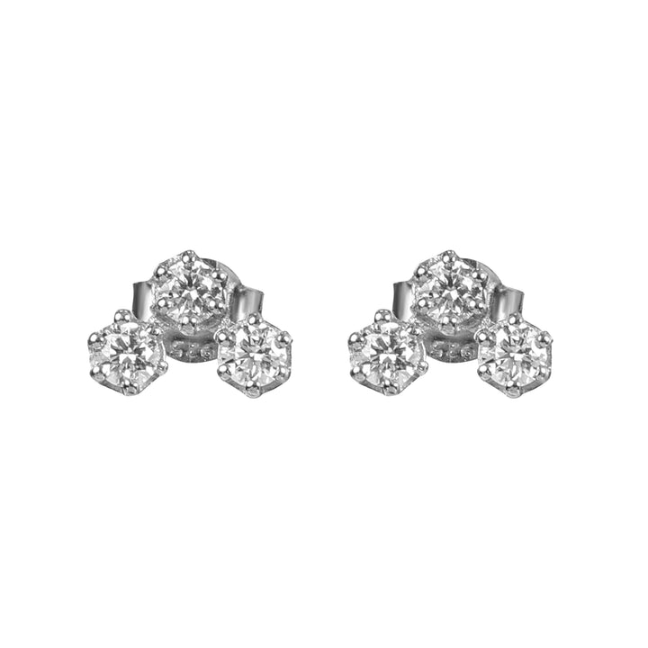 925 Sterling Silver Moissanite Tria Stud Earrings for Women