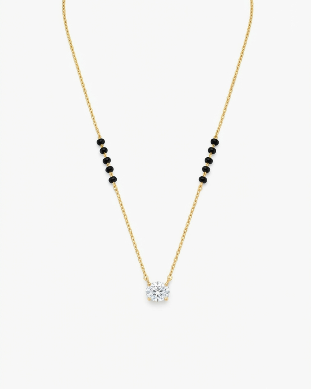 925 Sterling Silver Oval Solitaire 18K Gold Plated Mangalsutra Necklace