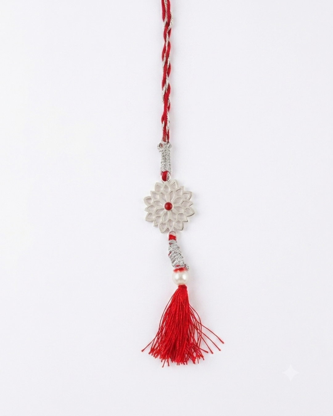 925 Sterling Silver Rhodium Plated Floral Lumba Rakhi for Bhabhi