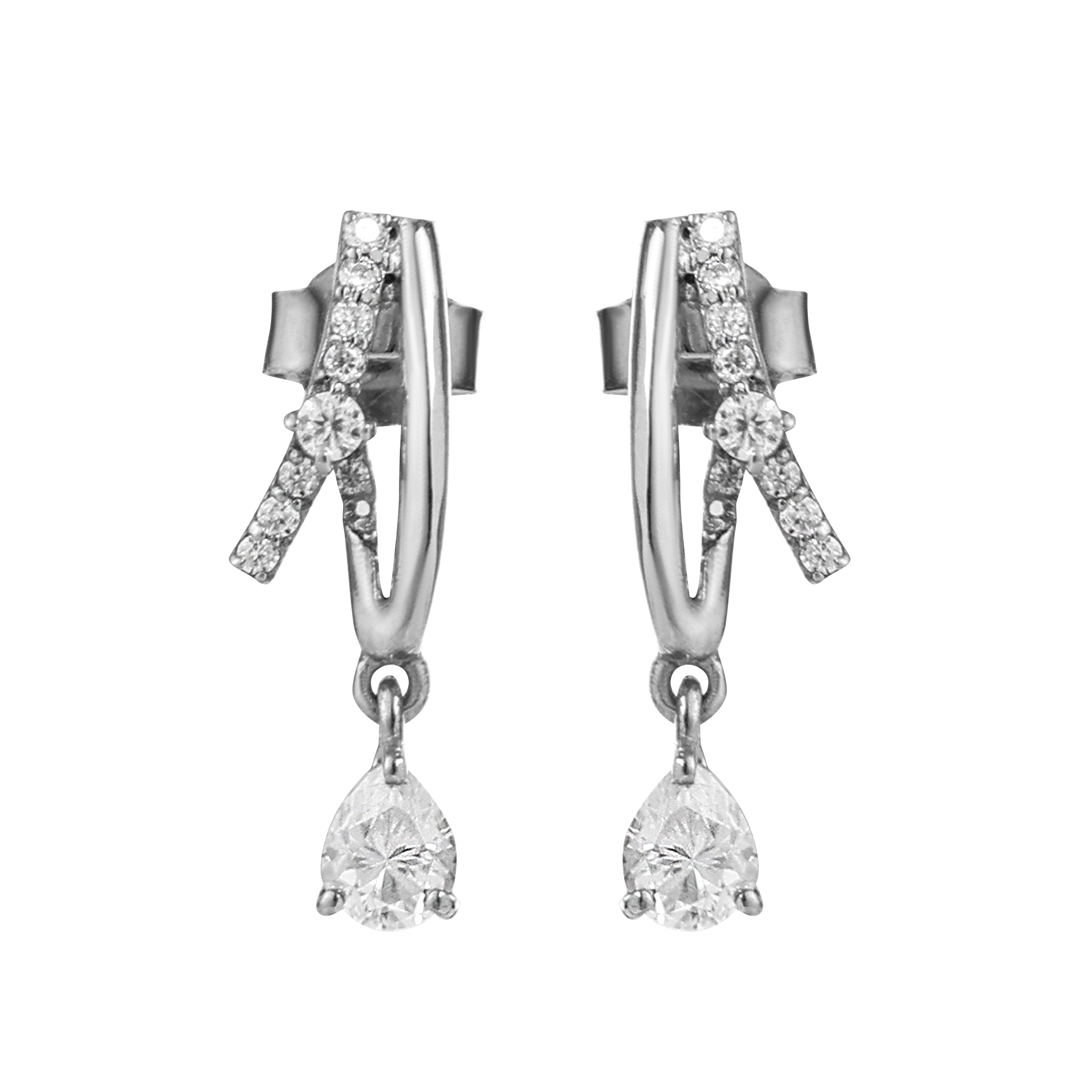 925 Silver Moissanite Pear Drop Hoop Earrings