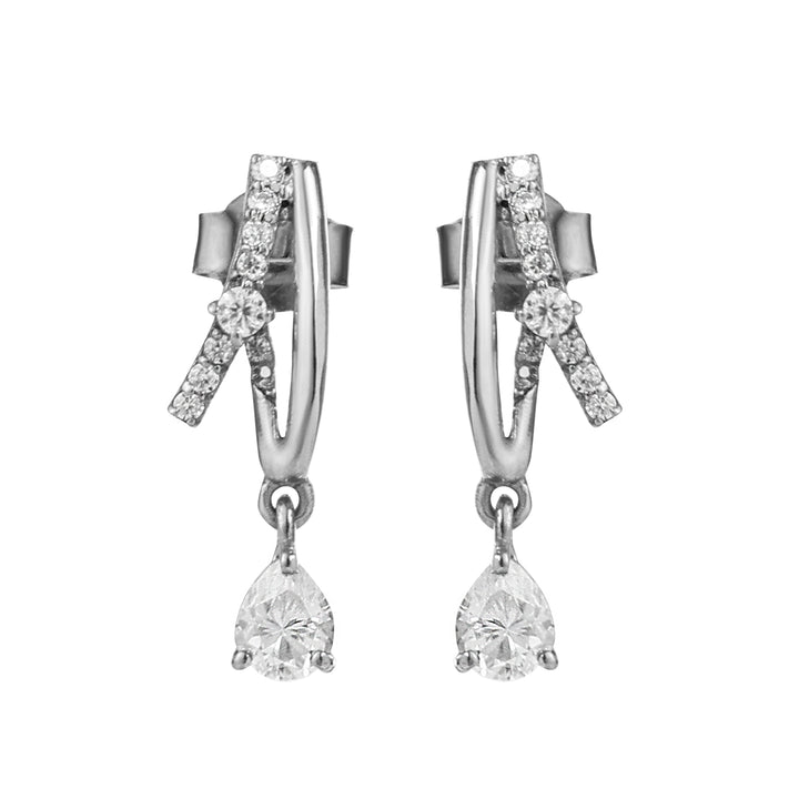 925 Silver Moissanite Pear Drop Hoop Earrings