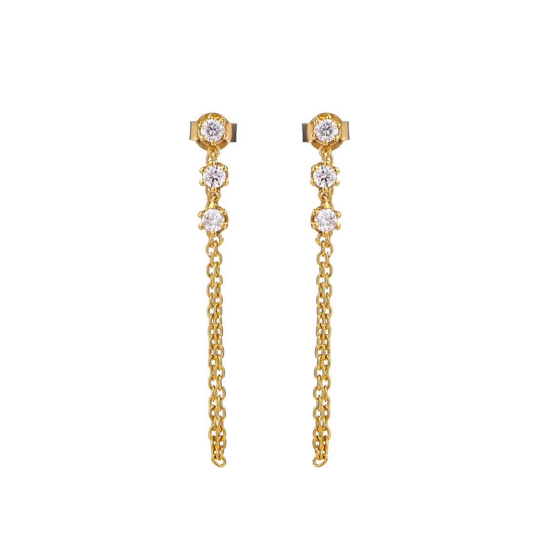 Sterling Silver 18K Gold Plated Moissanite Noor Chain Drop Earrings For Women