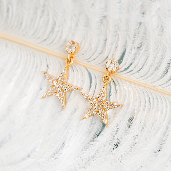 925 Sterling Silver 18K Gold Plated Starlit Drop Earrings