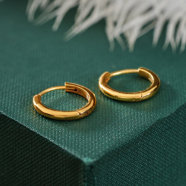 925 Sterling Silver Classic 18K  Gold Plated Hoop Earrings