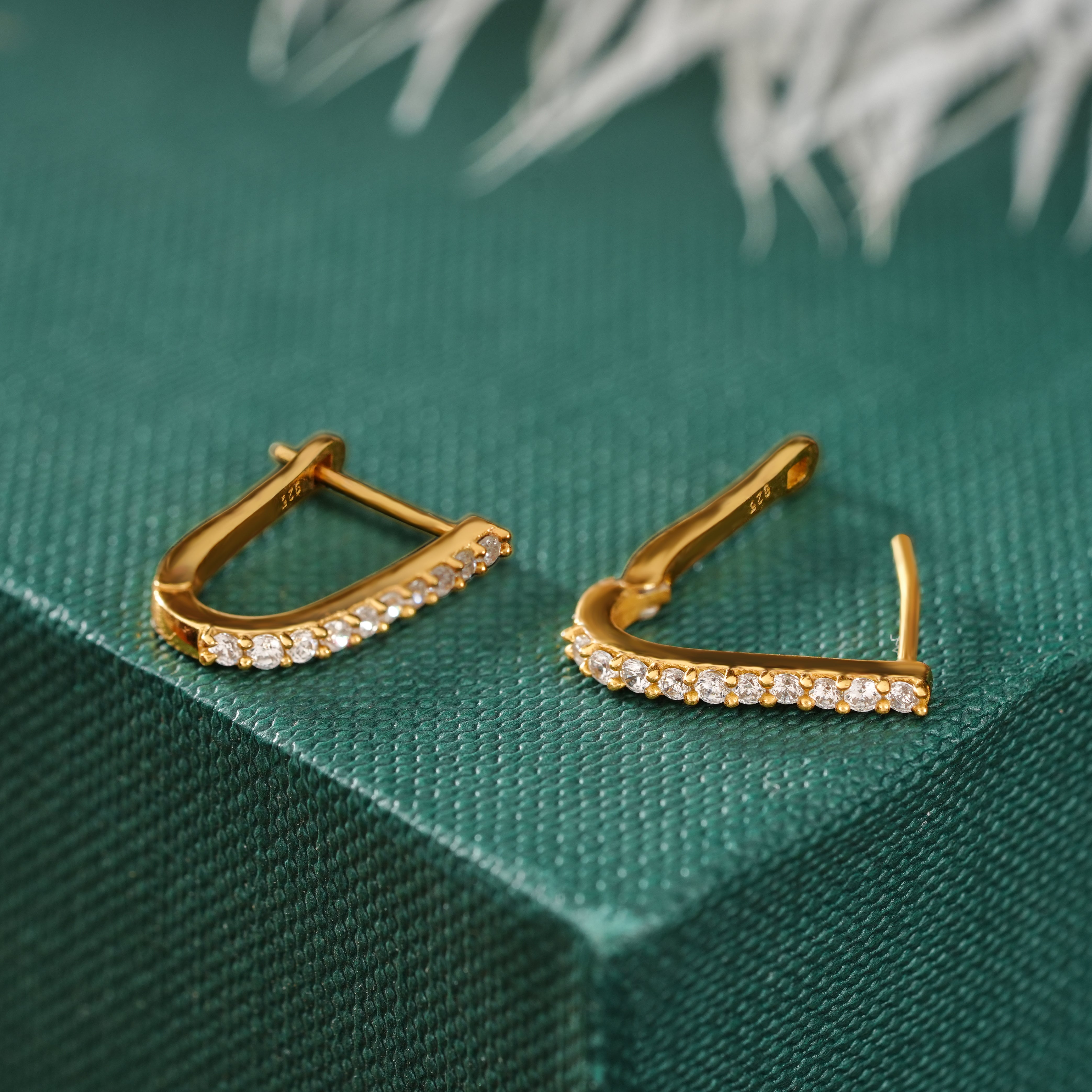 925 Sterling Silver Lustre 18K Gold Plated Hoop Earrings