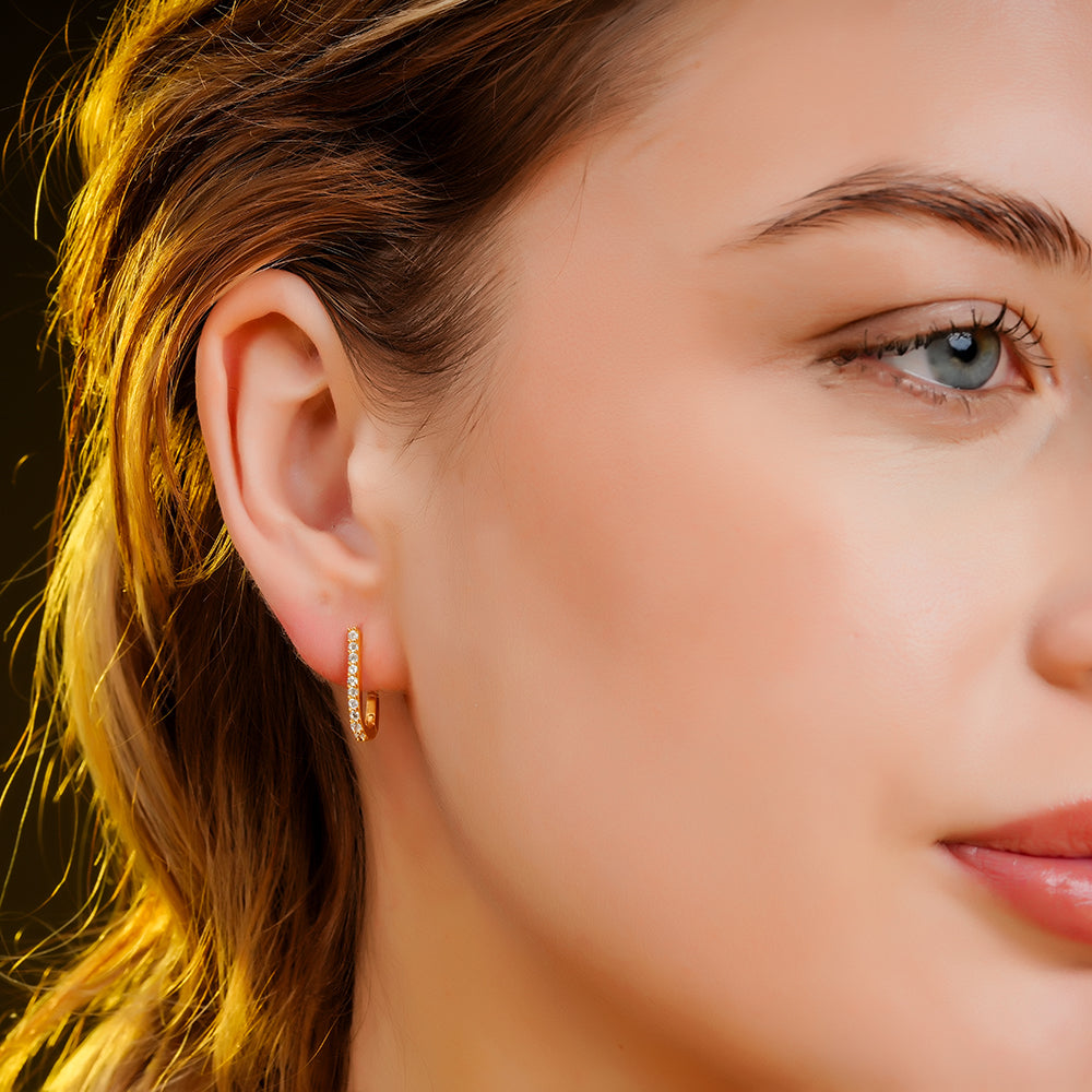 925 Sterling Silver Lustre 18K Gold Plated Hoop Earrings