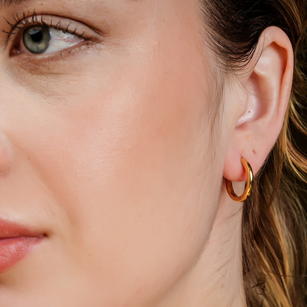 925 Sterling Silver Classic 18K  Gold Plated Hoop Earrings